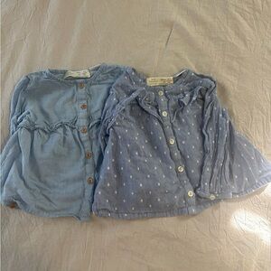 Zara Kids Blue Button Down Shirt Set